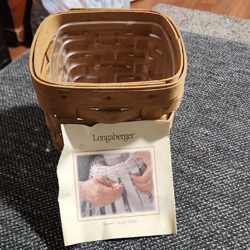 Longaberger Tan Woven Basket with Clear Insert
